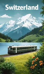 a train traveling past a lush green forest filled field