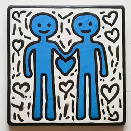 a painting on the wall of a couple holding hands