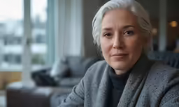 a person with white hair is staring at the camera