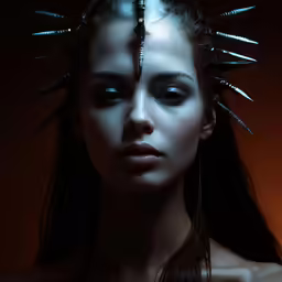 an artistic photo of a woman with spikes in her head