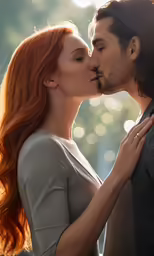 an image of a young woman kissing a man