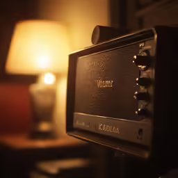 a television monitor mounted to a lamp