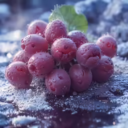 a bunch of berries with small drops on them