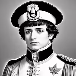 black and white portrait of a man in uniform