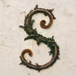the letters s are made of branches and plants