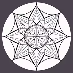 a drawing of a star in a circular, with four smaller ones,an ornate, modern design is in the shape of a flower