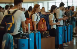 there are people waiting to board their train at the airport