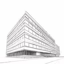 the drawing shows a tall building with a few windows