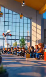 a group of miniature people sitting next to each other