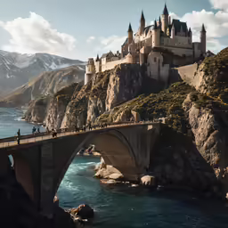 a castle stands on the rocky cliff overlooking a body of water