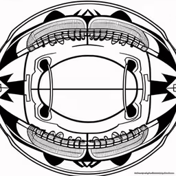 the face, head and tail of a creature with three heads on it,an image of a circular object with different designs