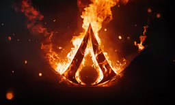 flames from two triangles and two triangles rising from one
