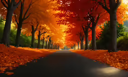 a road with trees that are all around