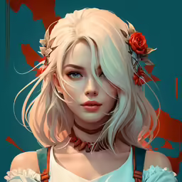 a portrait of a woman with flowers in her hair