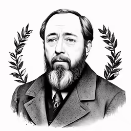 an artistic drawing of a man with long hair and beard