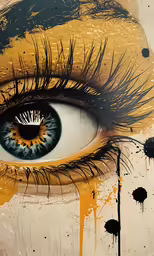 a close up view of an eye with a liquid leaking out