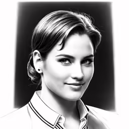 a woman in a shirt and tie looking at the camera
