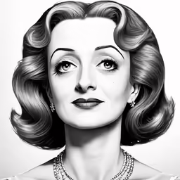the actress drawing is shown in black and white
