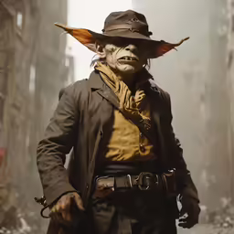 a man wearing a plague mask walks through a crowded street