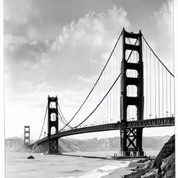 the golden gate bridge is shown against a cloudy sky