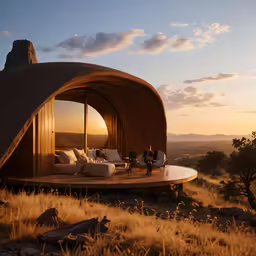 a wooden structure has been designed to resemble a tent