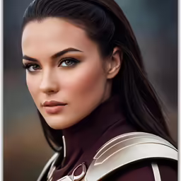 the beautiful woman with blue eyes is posing