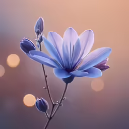 the blossoming blue flower is starting to open