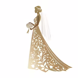 a woman wearing a wedding gown and holding a bouquet