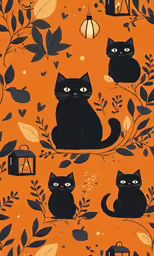 black cats sit on top of a tree branch