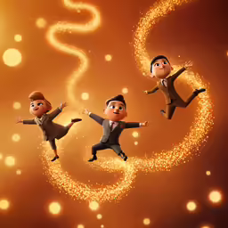 three men are performing in the air on firecrackers