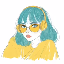 a girl with headphones on her face
