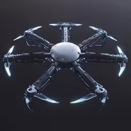 a futuristic device in the air with lights on it