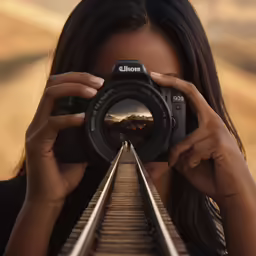 a person takes a photo of railroad tracks