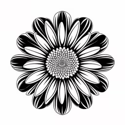 an abstract flower with many different types,a flower drawn on a white background