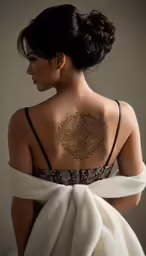 back tattoo on the shoulder of the woman