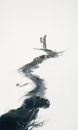 two men riding skis on a snowy slope