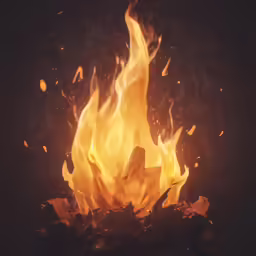 a fire is blazing out and in the dark