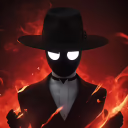 an image of the strange man in black with glowing eyes