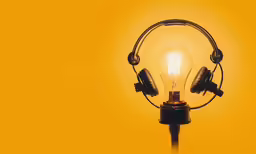 an electronic device with headphones and light