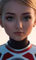 the futuristic woman is dressed in a costume