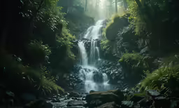 a waterfall that is next to some rocks