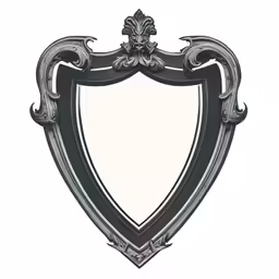 a very ornate silver and black framed mirror