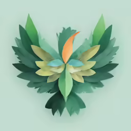 this is a picture of an origami bird with leaves