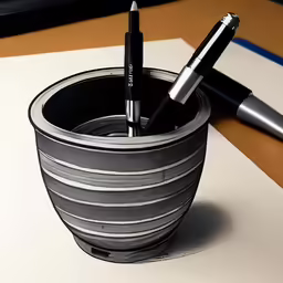 an image of a pen in a cup and a cup