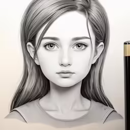 a pencil drawing of a woman