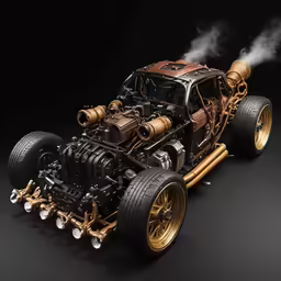 the engine and suspensions of a buggy