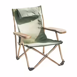an easy chair sitting up against the white background