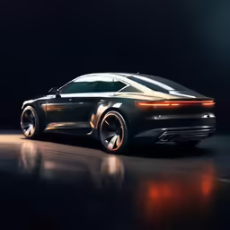 a futuristic sports car in a dark background