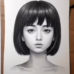 a drawing of an avatar is shown in black and white