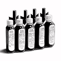 four bottles of flavored black pepper are in an illustration